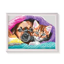 Festés szám szerint - Kutya-cica barátság - Paint & Frame