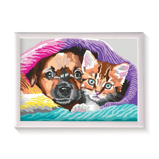 Festés szám szerint - Kutya-cica barátság - Paint & Frame