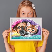 Festés szám szerint - Kutya-cica barátság - Paint & Frame