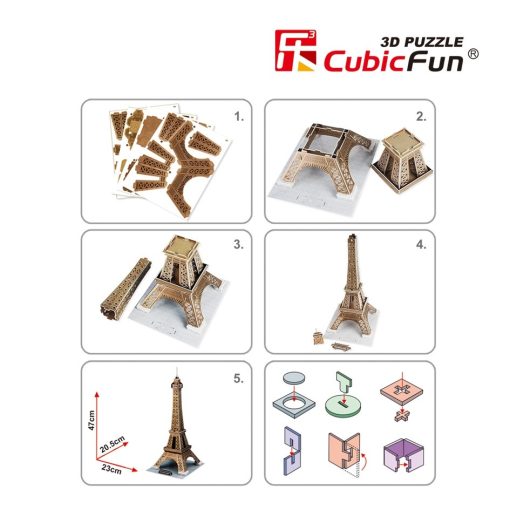 3D puzzle: Eiffel torony CubicFun 3D híres épület makettek