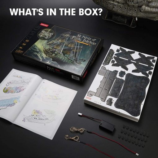 3d Led világítós puzzle: Bolygó Hollandi CubicFun kalózhajó makett LED világítással