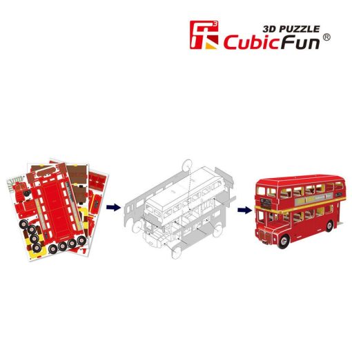 3D kicsi puzzle: Angol emeletes busz CubicFun 3D jármű makettek