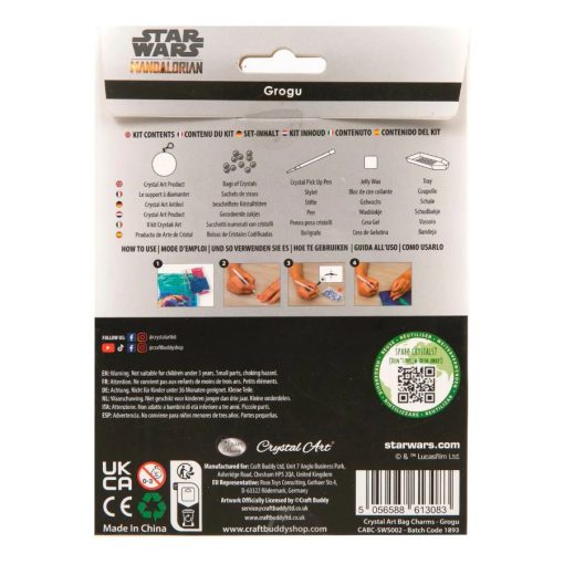 Crystal Art Gyémántszemes kirakó táskadísz - Grogu