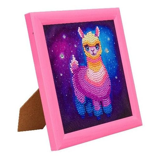Crystal Art Gyémántszemes kirakó 16*16 cm kerettel - Szivárványos láma