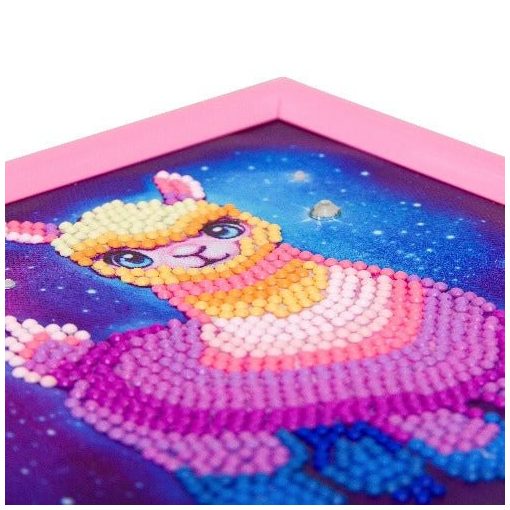 Crystal Art Gyémántszemes kirakó 16*16 cm kerettel - Szivárványos láma