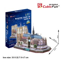   3d LED világítós puzzle: párizsi Notre Dame Cubicfun 3D épület makettek