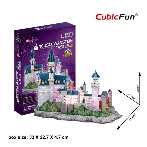 3d LED világítós puzzle: Neuschwanstein Kastély Cubicfun 3D épület makettek