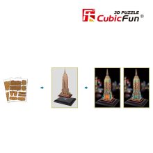 3d LED világítós puzzle: Empire State Building (USA) Cubicfun épület makett Cubic Fun