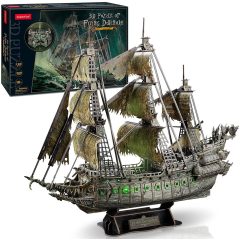   3D Led professional Flying Dutchman CubicFun Pirate-ship model with LED lighting