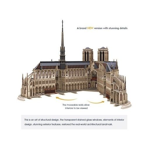 CubicFun 3D Architectural Paris Model Kits Puzzle Lighting Up in Night Edition Notre Dame de France 