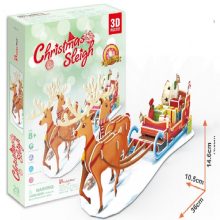 3D puzzle: Rénszarvas szánnal, ledes világítással