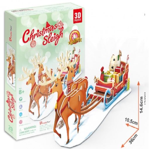 3D puzzle: Rénszarvas szánnal, ledes világítással