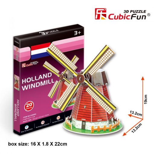 3D kicsi puzzle: Holland szélmalom CubicFun 3D épület makettek