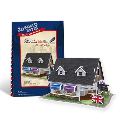 3D World style puzzle: Tea ház - Egyesült Királyság épületei - CubicFun 3d puzzle makettek