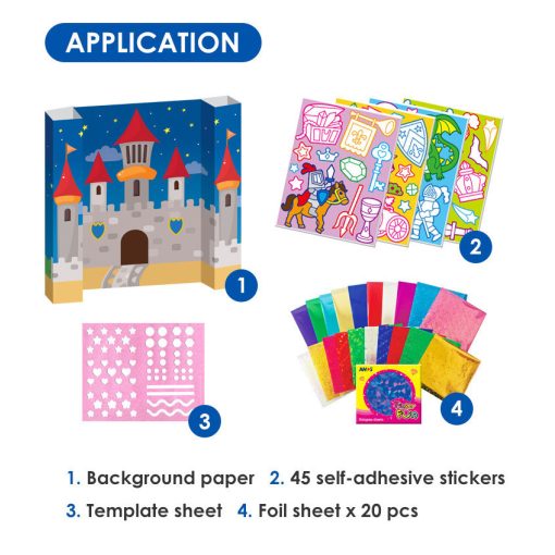 Amos fóliás, matricás képkészítő készlet - lovag és sárkány