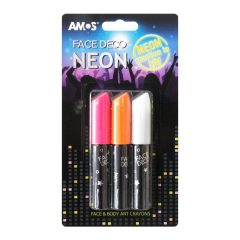 Amos arcfesték UV neon színek, 3db/bliszter