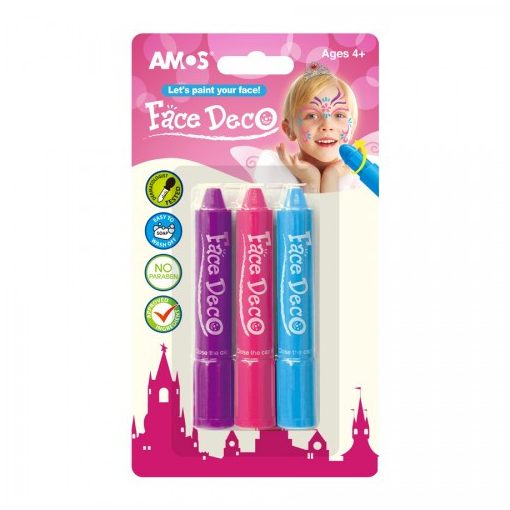 Amos arcfesték lányos színek, 3db/bliszter