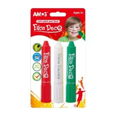 Amos arcfesték piros, fehér, zöld színek, 3db/bliszter