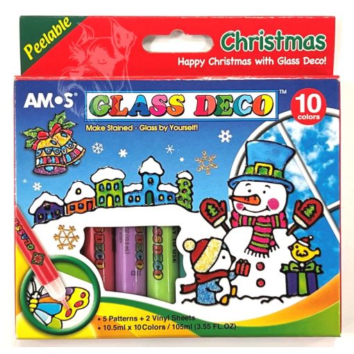 Amos üvegmatrica festék 5 db karácsonyi kifesthető mintával - Glass Deco