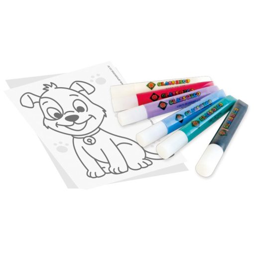 Amos üvegmatrica festék 6 db kutyusos kifesthető mintával