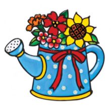 Amos üvegmatrica festék - virágos kanna kreatív szett 6 darab sablonnal