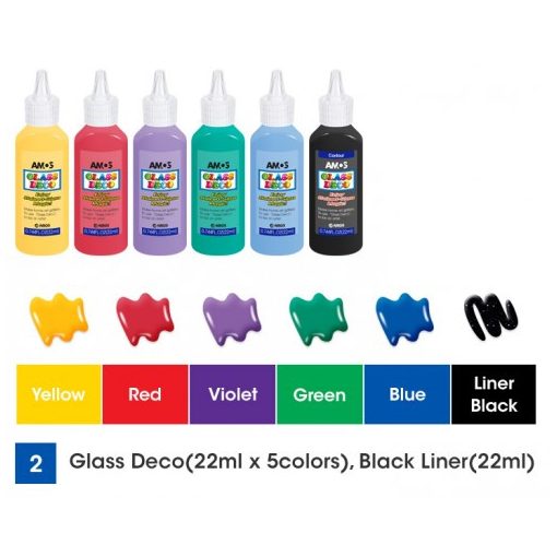 Amos üvegmatrica festék - virágos kanna kreatív szett 6 darab sablonnal