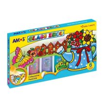 Amos üvegmatrica festék - virágos kanna kreatív szett 6 darab sablonnal