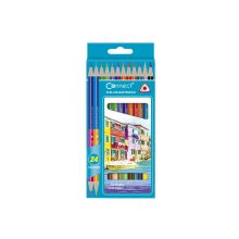 Színes ceruza készlet, kétvégű duocolor 12/24 szín Connect 24 klf. szín
