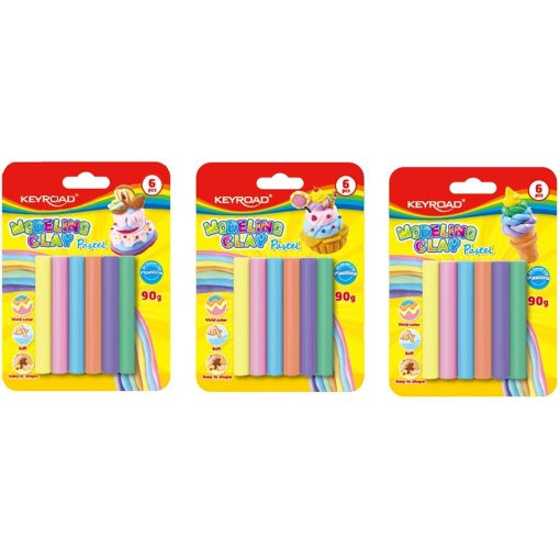 Gyurmakészlet 90 g 6 db/bliszter Keyroad Pastel pasztell színek