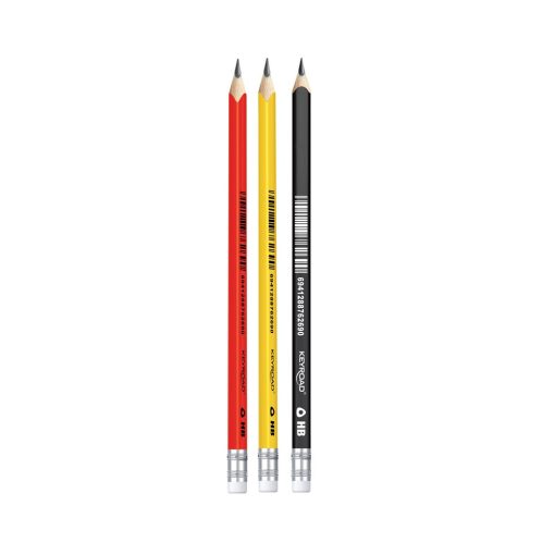 Grafitceruza, HB, radíros, háromszögletű, 12 db/bliszter, Keyroad, vegyes színek