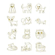 Amos üvegmatrica festék - kutyusos-cicás kreatív szett 12 darab sablonnal