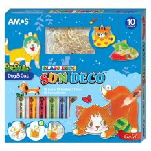 Amos üvegmatrica festék - kutyusos-cicás kreatív szett 12 darab sablonnal