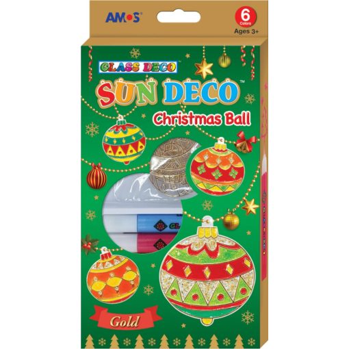 Amos üvegmatrica festék karácsonyi kreatív szett 6 darab sablonnal - gömbök