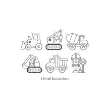 Amos üvegmatrica festék - munkagépek kreatív szett 6 darab sablonnal