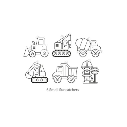 Amos üvegmatrica festék - munkagépek kreatív szett 6 darab sablonnal