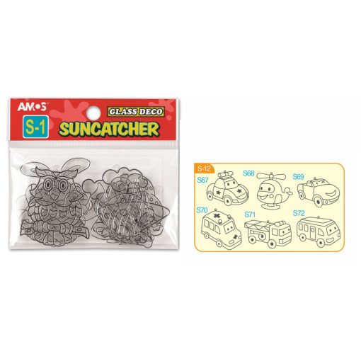Amos kifesthető sablon üvegmatrica festéshez - járművek, 6 darab