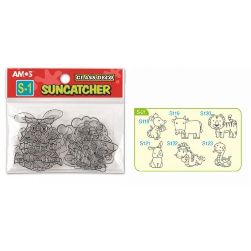 Amos kifesthető sablon üvegmatrica festéshez - állatok, 6 db-os