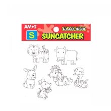 Amos kifesthető sablon üvegmatrica festéshez - állatok, 6 db-os