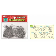   Amos kifesthető sablon üvegmatrica festéshez - állatok 6 db-os