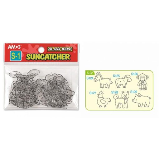 Amos kifesthető sablon üvegmatrica festéshez - állatok 6 db-os