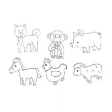 Amos kifesthető sablon üvegmatrica festéshez - állatok 6 db-os