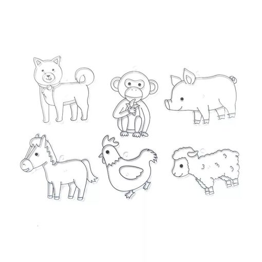 Amos kifesthető sablon üvegmatrica festéshez - állatok 6 db-os