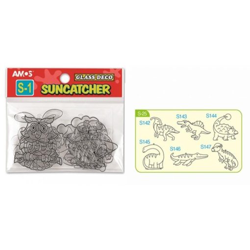 Amos kifesthető sablon üvegmatrica festéshez - dínók 6 db-os