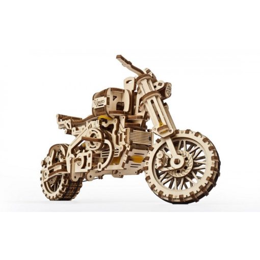 Ugears Motorrad Modellbausatz Scrambler mit Beiwagen 3D Puzzle Holzmodell 